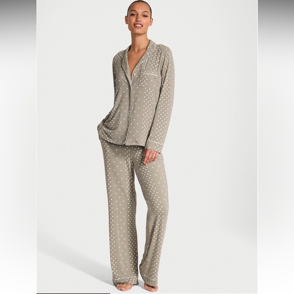 Victoria's Secret Pajama Set Turtle Dove Dotted Stripe - Picture 2 of 5